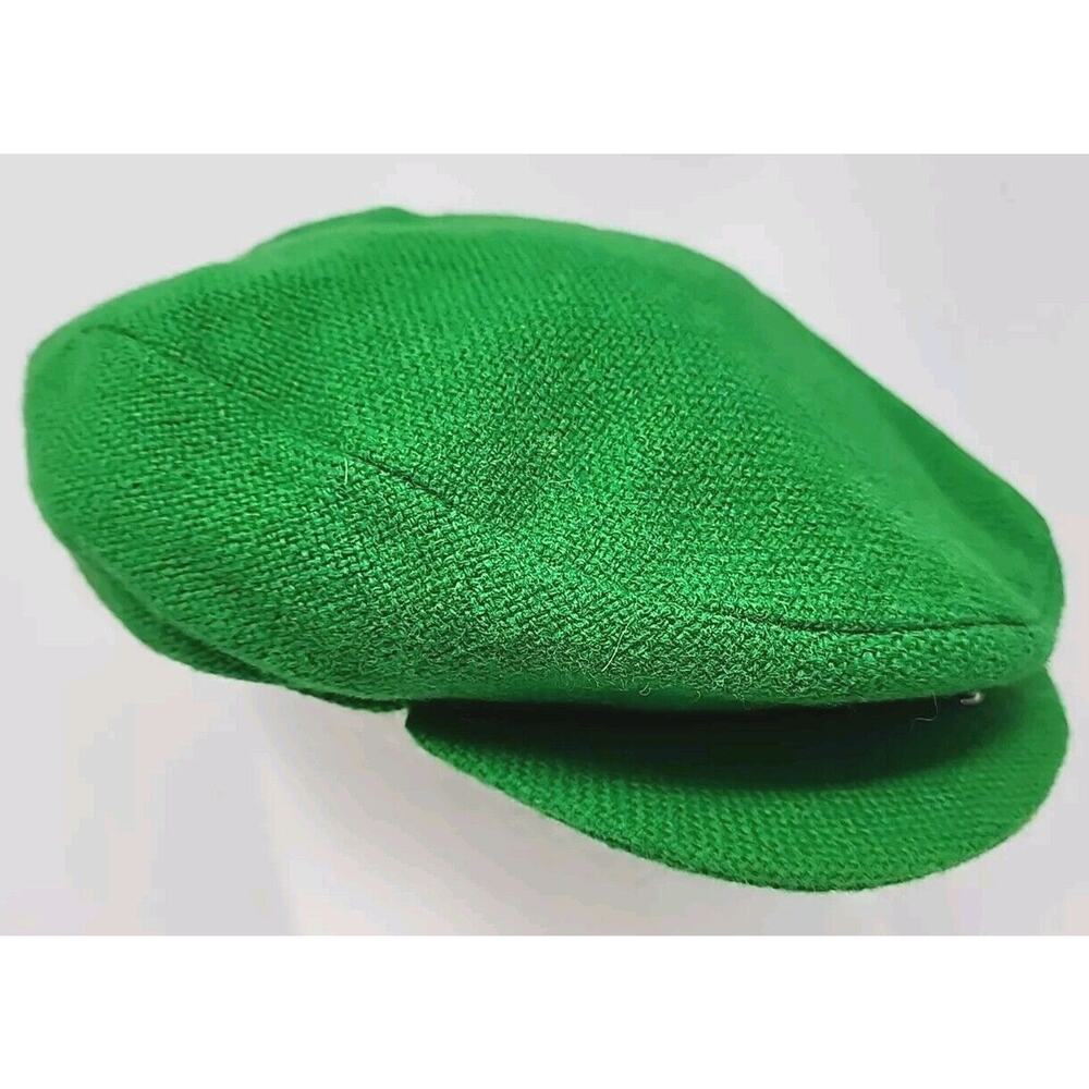 Vtg Irish Tweed Flat Cap 100% Pure Wool Sz M Driving Hat Green‎ Made Ireland U8a